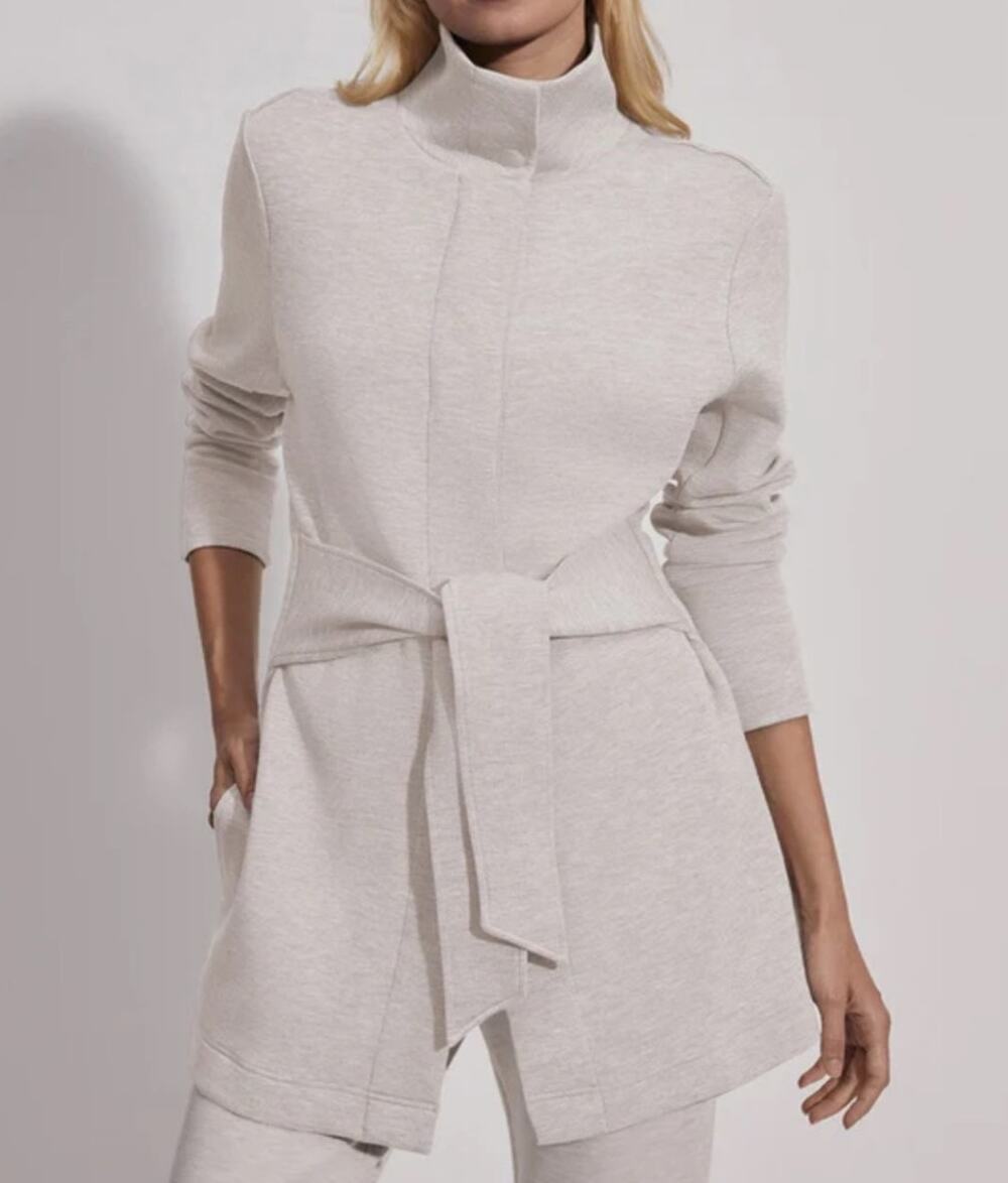 VARLEY Anset Jacket DoubleSoft Snap High Neck Belted Wrap Cardigan Sweatshirt